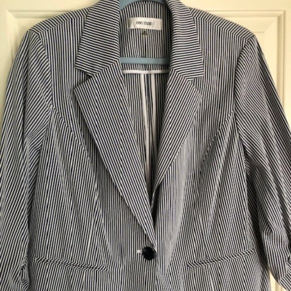 Jones Studio Striped Jacket Size 14W - Picture 2 of 6